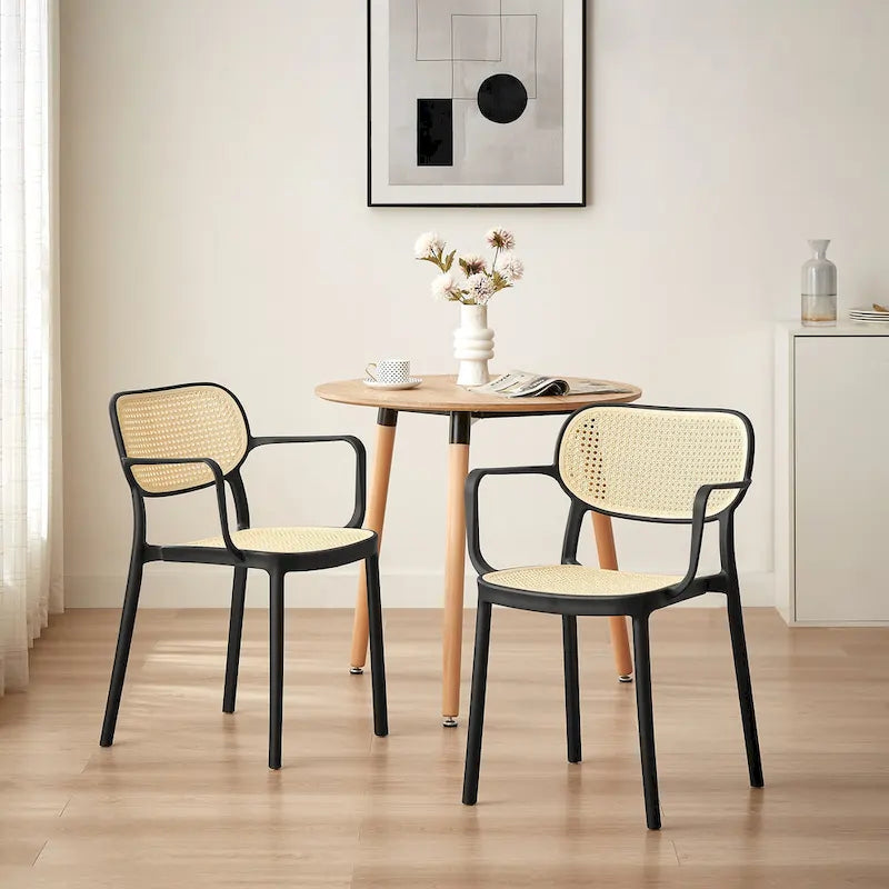 Ensemble de 2 chaises de salle à manger empilables modernes Art Leon pour intérieur ou extérieur
