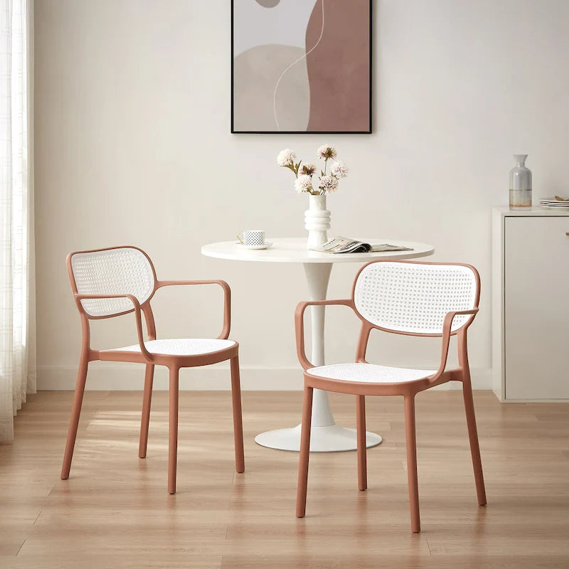 Ensemble de 2 chaises de salle à manger empilables modernes Art Leon pour intérieur ou extérieur
