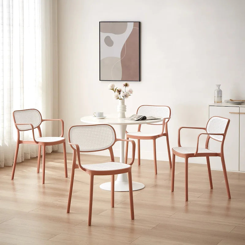 Ensemble de 2 chaises de salle à manger empilables modernes Art Leon pour intérieur ou extérieur