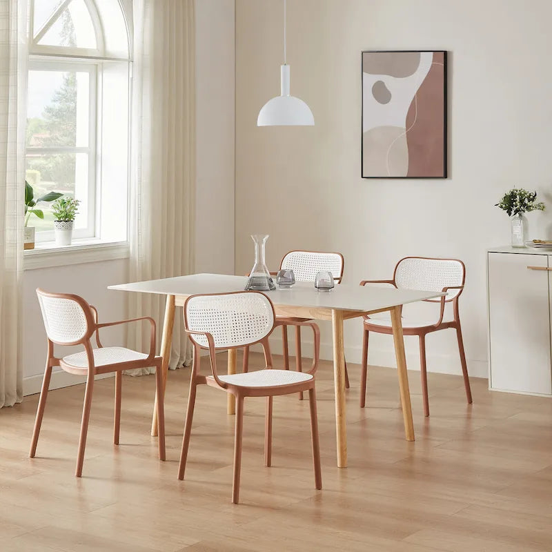 Ensemble de 2 chaises de salle à manger empilables modernes Art Leon pour intérieur ou extérieur