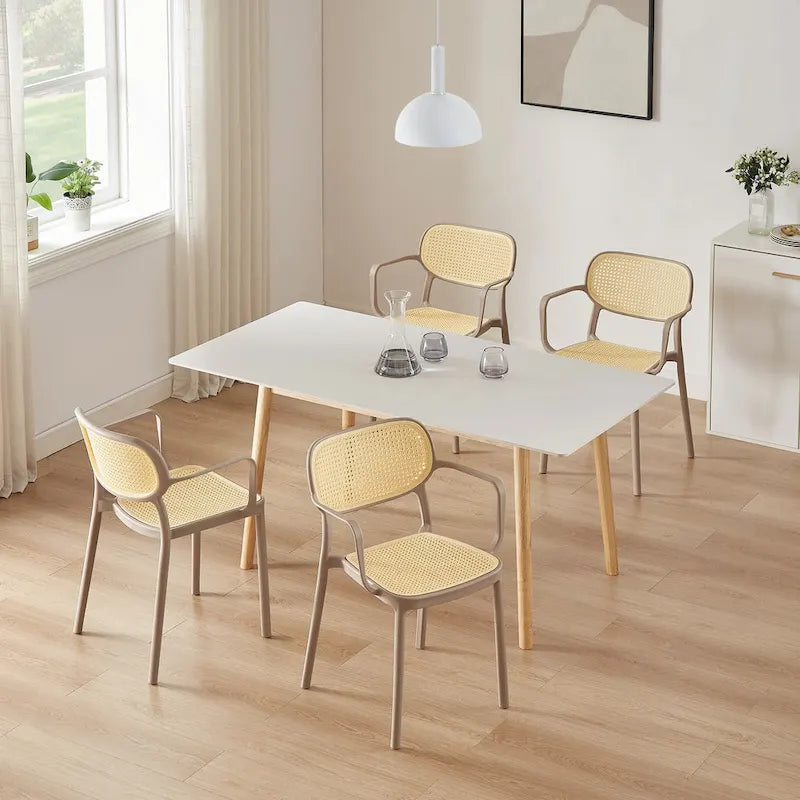 Ensemble de 2 chaises de salle à manger empilables modernes Art Leon pour intérieur ou extérieur