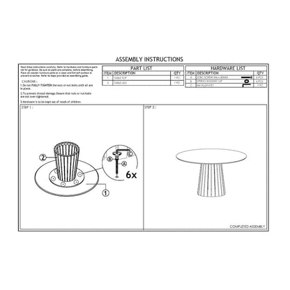 Table de salle à manger ronde Cid Xeu de 137 cm (54 pouces), placage noyer, pied central à lattes