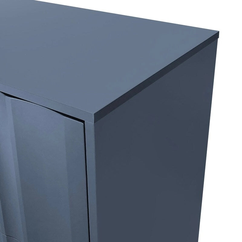 Meuble de rangement à motif ondulé avec 2 portes et 2 tiroirs, réglable, convient pour un bureau, une entrée ou un salon.