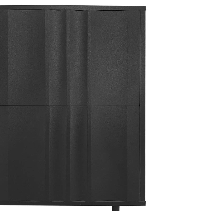 Meuble de rangement à motif ondulé avec 2 portes et 2 tiroirs, réglable, convient pour un bureau, une entrée ou un salon.