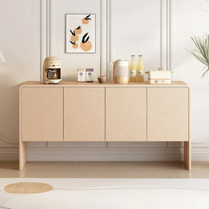 Buffet minimaliste de 60 L avec 4 portes et système de rangement intégré, idéal pour le salon et l'entrée (Crème abricot).
