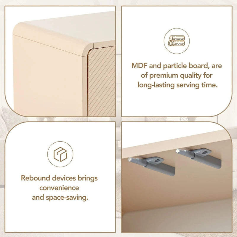 Buffet minimaliste de 60 L avec 4 portes et système de rangement intégré, idéal pour le salon et l'entrée (Crème abricot).