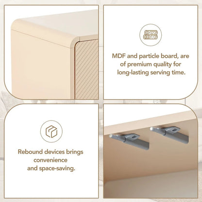 Buffet minimaliste de 60 L avec 4 portes et système de rangement intégré, idéal pour le salon et l'entrée (Crème abricot).