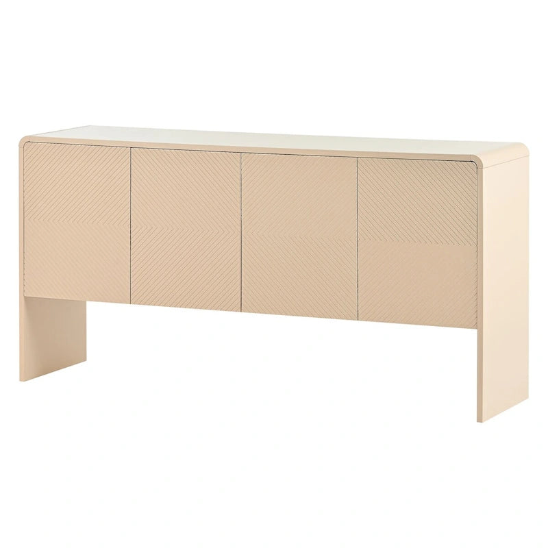 Buffet minimaliste de 60 L avec 4 portes et système de rangement intégré, idéal pour le salon et l'entrée (Crème abricot).