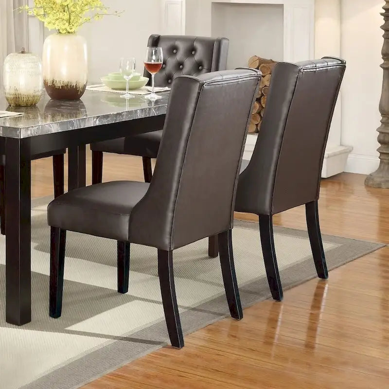 Chaise de salle à manger moderne capitonnée en similicuir, lot de 2