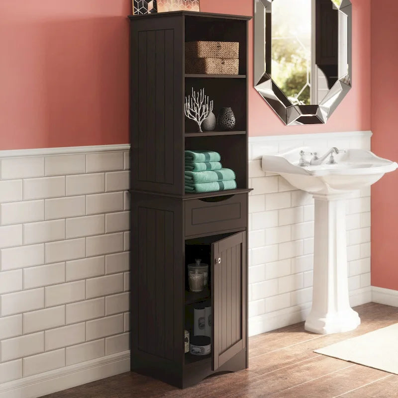 Armoire de rangement haute pour salle de bain RiverRidge Ashland avec tiroir et étagères