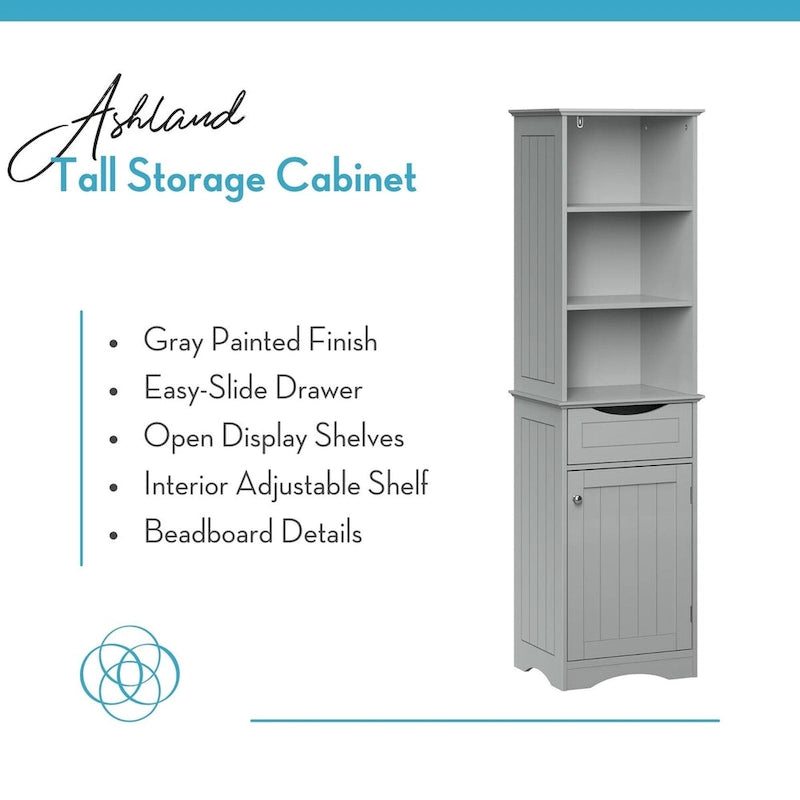 Armoire de rangement haute pour salle de bain RiverRidge Ashland avec tiroir et étagères