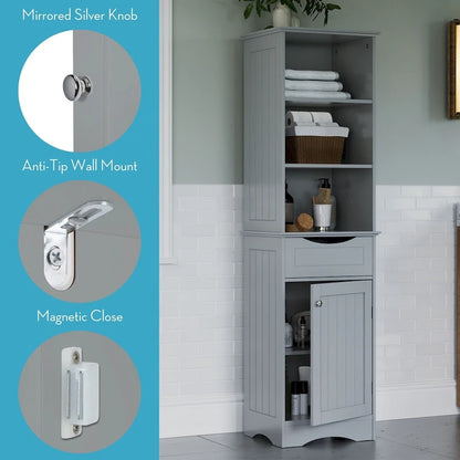 Armoire de rangement haute pour salle de bain RiverRidge Ashland avec tiroir et étagères