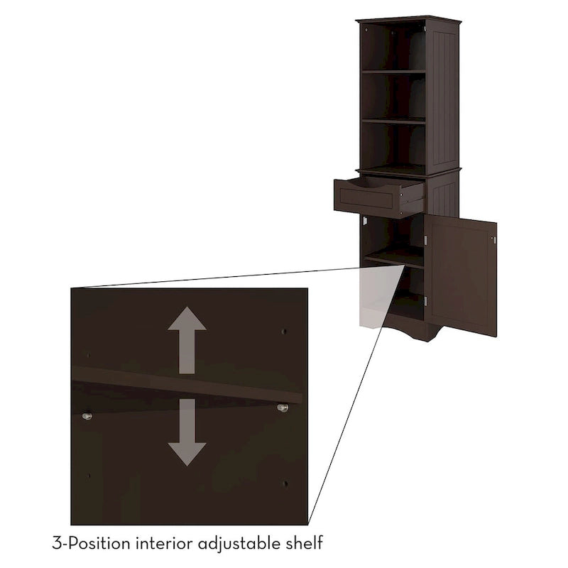 Armoire de rangement haute pour salle de bain RiverRidge Ashland avec tiroir et étagères