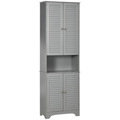 Armoire de rangement de salle de bain haute et étroite avec portes et étagères réglables