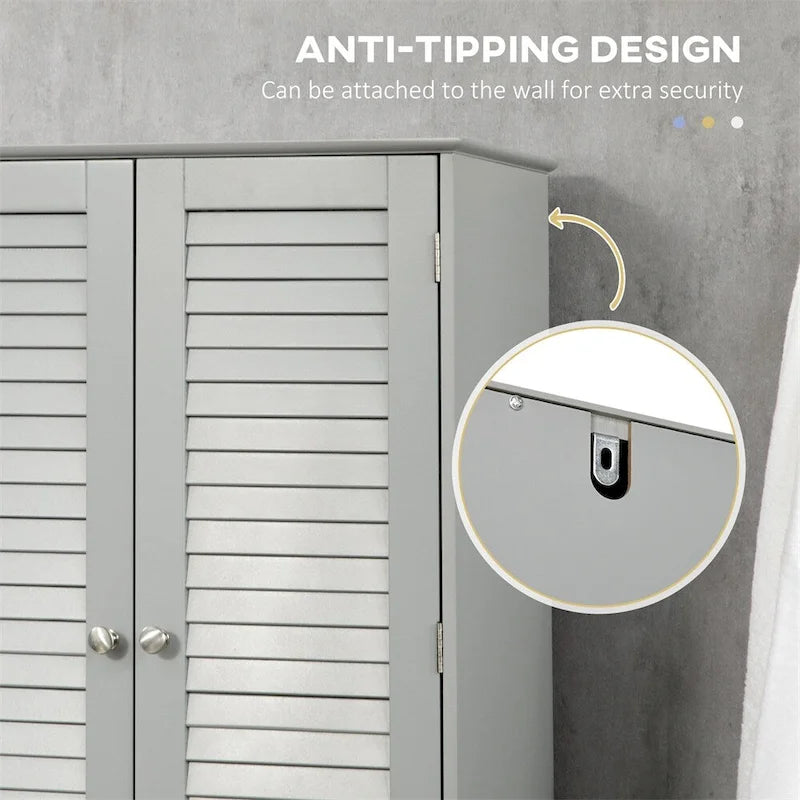 Armoire de rangement de salle de bain haute et étroite avec portes et étagères réglables