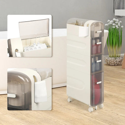 Armoire de rangement pour papier toilette à côté des toilettes, idéale pour les petites salles de bain.