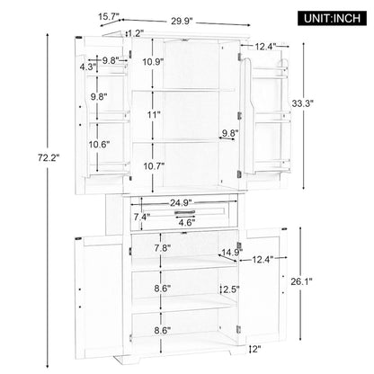 Armoire de rangement haute pour salle de bain avec tiroirs et étagère réglable