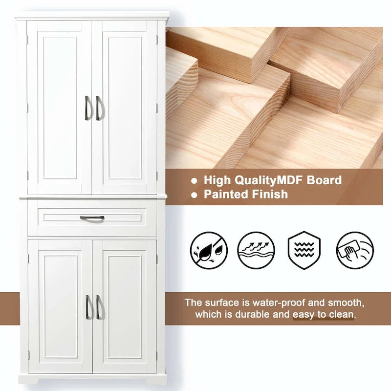 Armoire de rangement haute pour salle de bain avec tiroirs et étagère réglable