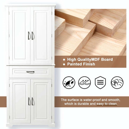 Armoire de rangement haute pour salle de bain avec tiroirs et étagère réglable