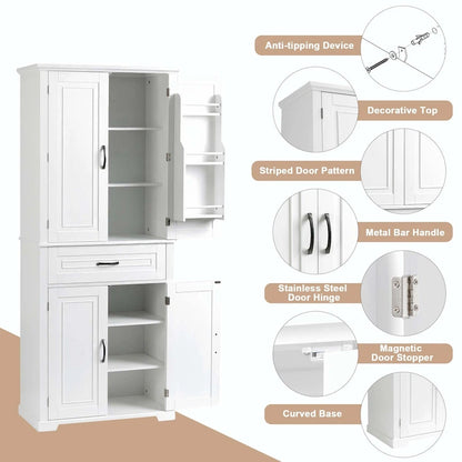 Armoire de rangement haute pour salle de bain avec tiroirs et étagère réglable