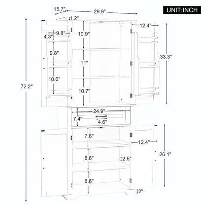 Armoire de rangement haute pour salle de bain avec tiroirs et étagère réglable