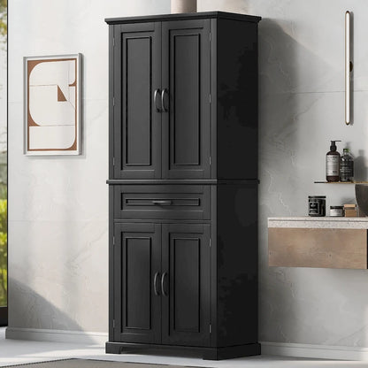 Armoire de rangement haute pour salle de bain avec tiroirs et étagère réglable