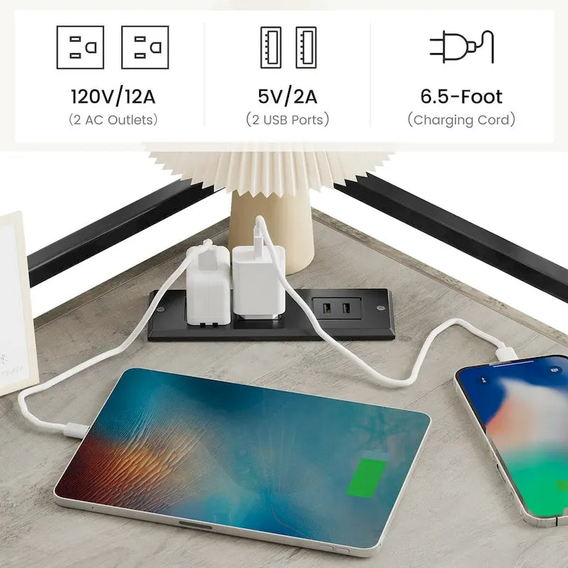 Meuble d'angle avec ports USB et prises électriques