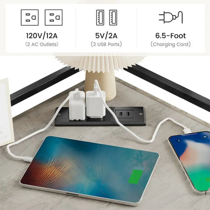 Meuble d'angle avec ports USB et prises électriques