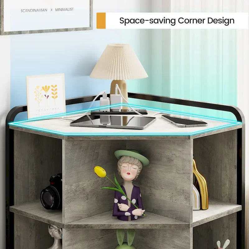 Meuble d'angle avec ports USB et prises électriques