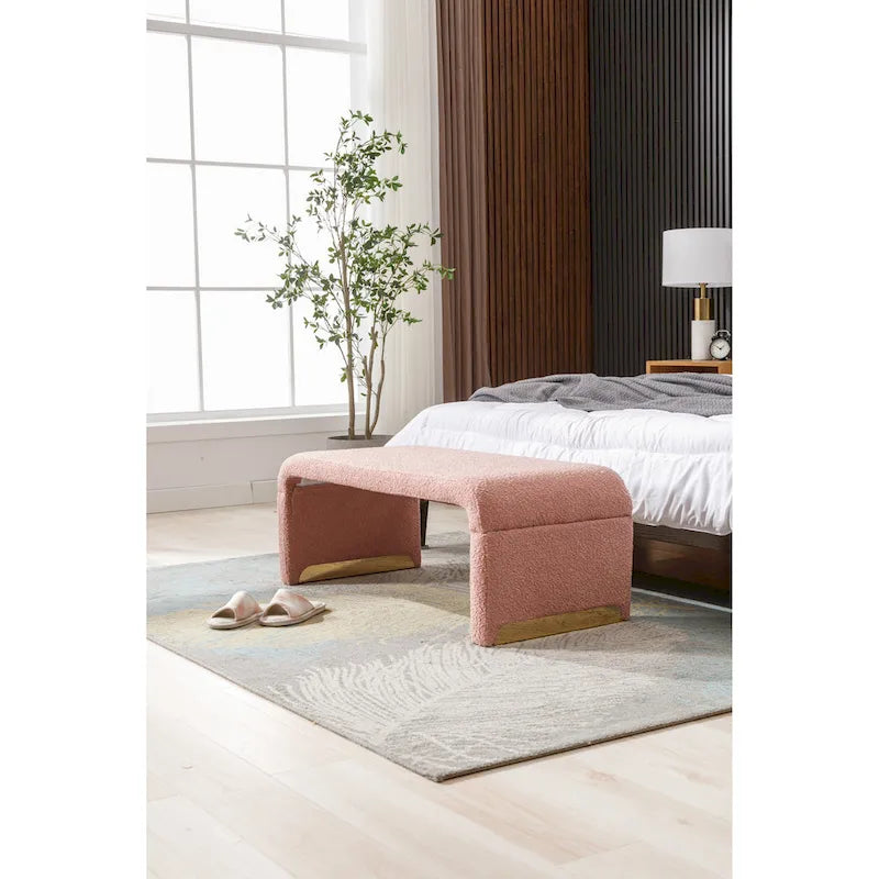 Banc avec pieds en métal doré