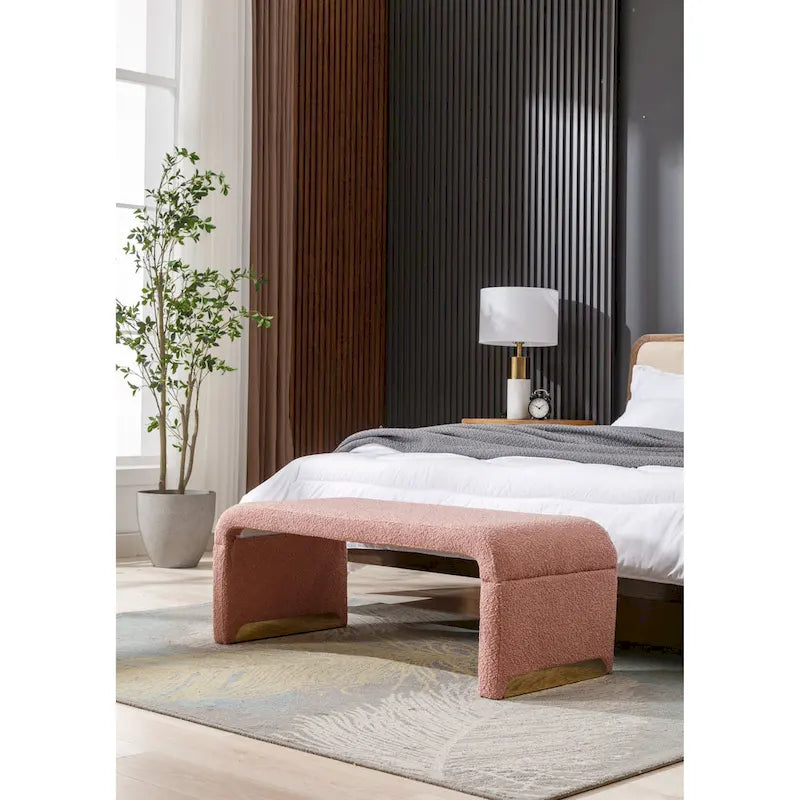 Banc avec pieds en métal doré