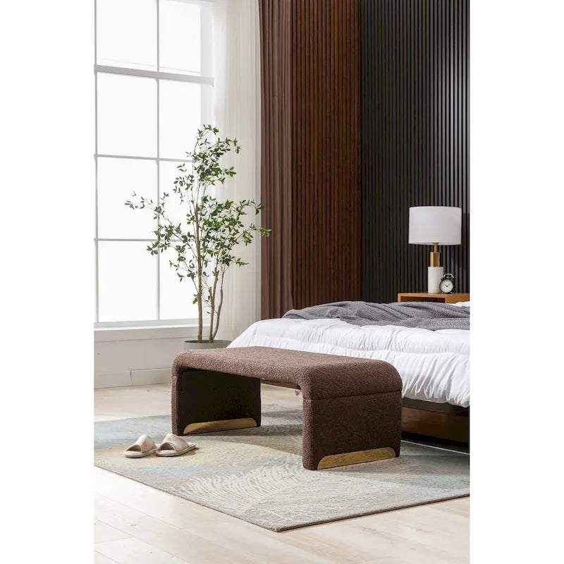 Banc avec pieds en métal doré