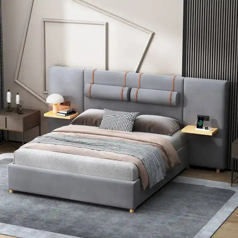 Lit plateforme rembourré Queen