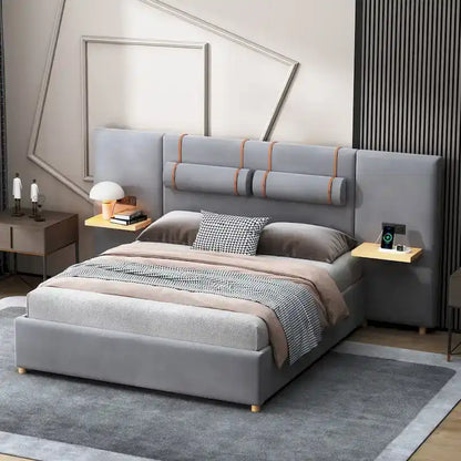 Lit plateforme rembourré Queen