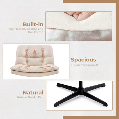 Chaise de bureau sans accoudoirs, chaise de coiffeuse, sans roulettes