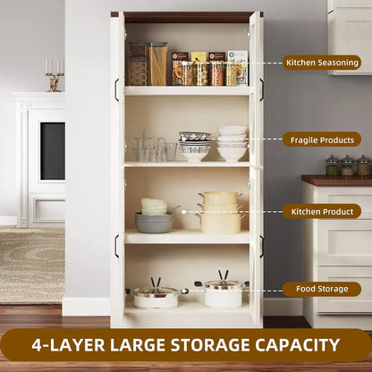 Armoire de cuisine autoportante Moasis 66 pouces de haut avec portes vitrées