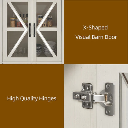 Armoire de cuisine autoportante Moasis 66 pouces de haut avec portes vitrées