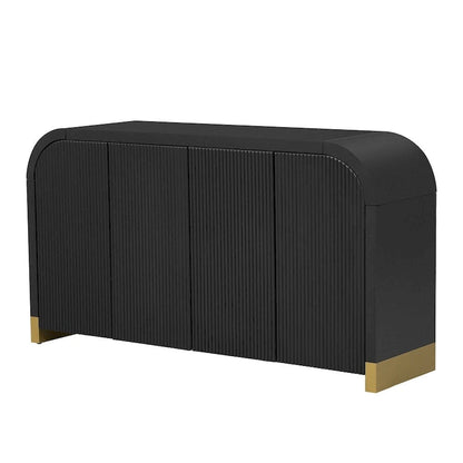 Meuble d'angle incurvé en bois avec étagères réglables et 4 portes