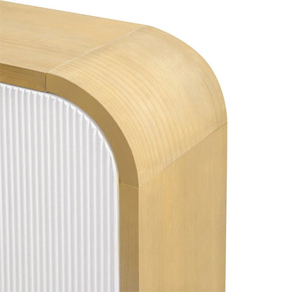 Meuble d'angle incurvé en bois avec étagères réglables et 4 portes