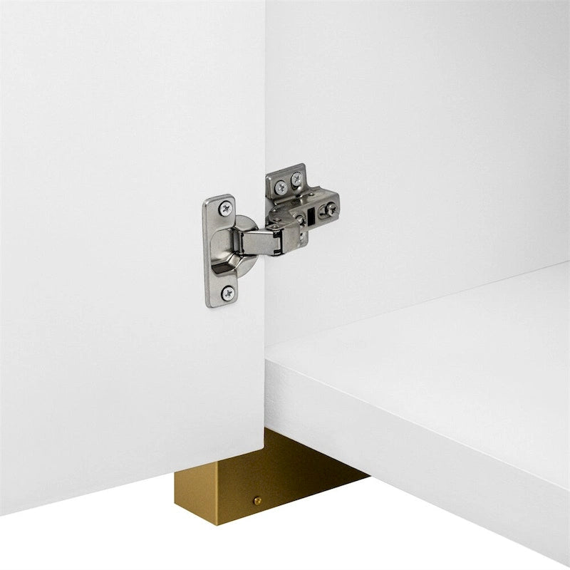 Meuble d'angle incurvé en bois avec étagères réglables et 4 portes