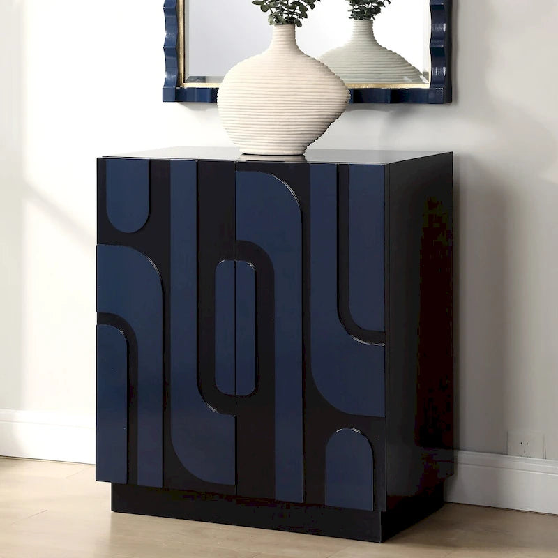 Meuble Uttermost Valeria 2 portes bleu brillant - 86,4 cm H x 76,2 cm L x 41 cm P