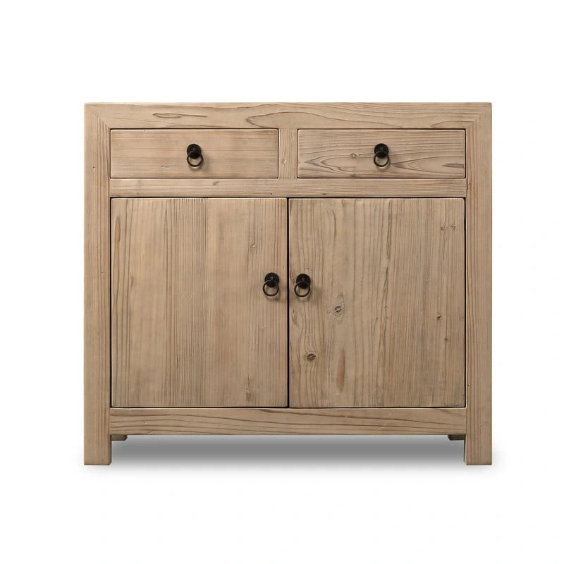 Two Drawers Cabinet Weathered Natural Solid Pine