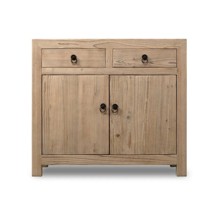 Two Drawers Cabinet Weathered Natural Solid Pine
