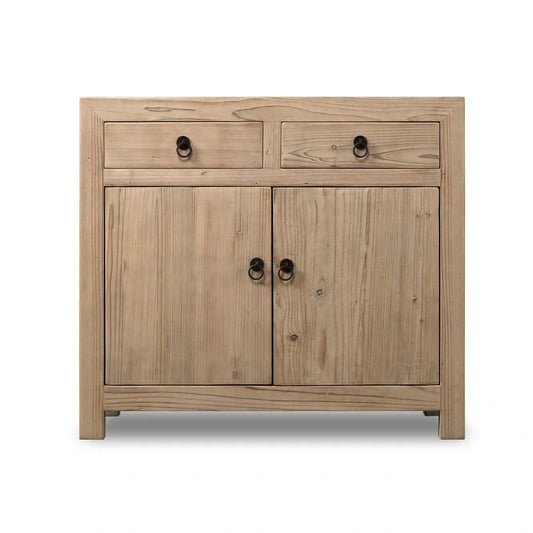 Two Drawers Cabinet Weathered Natural Solid Pine