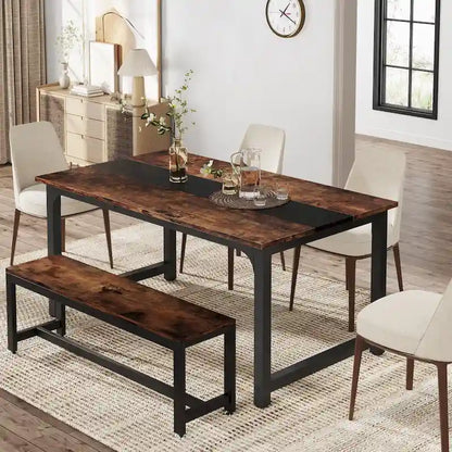 63 Inches Industrial Dining Table, Modern Kitchen Table - 63 L x 31.5 W x 29.13 H