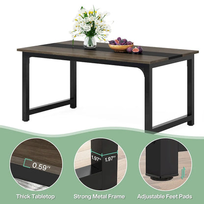 Table de salle à manger industrielle de 160 cm (63 pouces), table de cuisine moderne - 160 cm (63 pouces) L x 80 cm (31,5 pouces) l x 74 cm (29,13 pouces) H