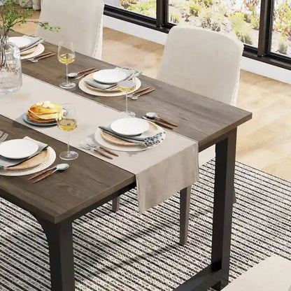 Table de salle à manger industrielle de 160 cm (63 pouces), table de cuisine moderne - 160 cm (63 pouces) L x 80 cm (31,5 pouces) l x 74 cm (29,13 pouces) H