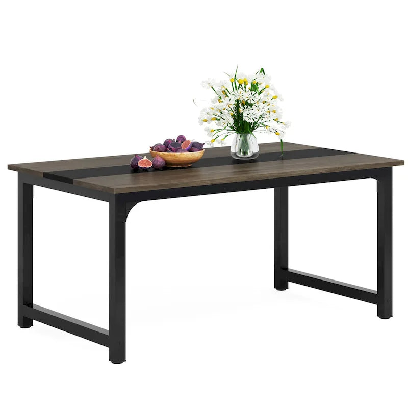 Table de salle à manger industrielle de 160 cm (63 pouces), table de cuisine moderne - 160 cm (63 pouces) L x 80 cm (31,5 pouces) l x 74 cm (29,13 pouces) H