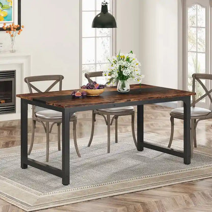 Table de salle à manger industrielle de 160 cm (63 pouces), table de cuisine moderne - 160 cm (63 pouces) L x 80 cm (31,5 pouces) l x 74 cm (29,13 pouces) H