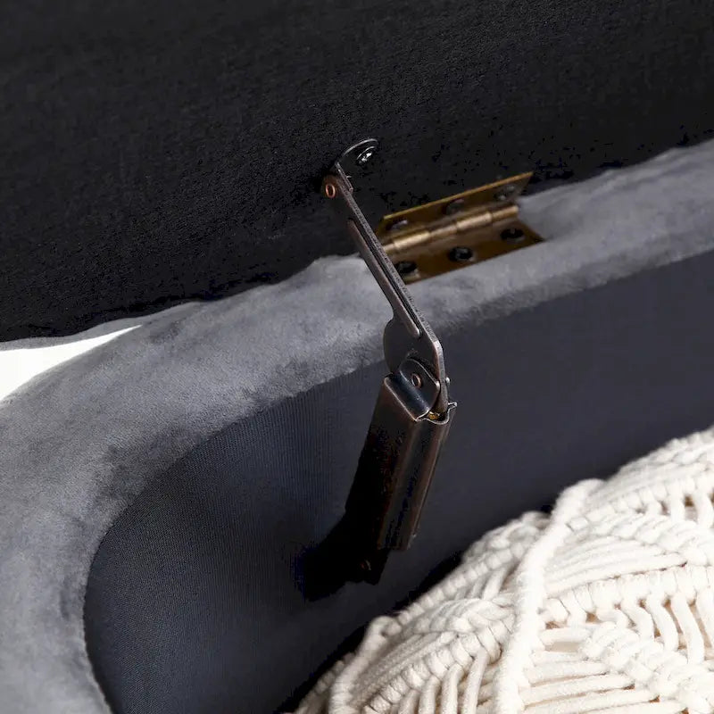 Banc de rangement pour chambre à coucher, banc ovale en velours capitonné de bout de lit avec pieds en métal doré, pouf de rangement de 50 cm